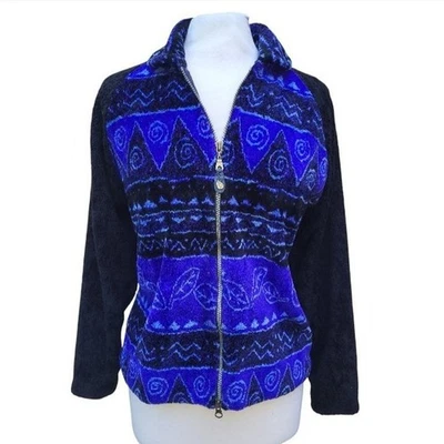 Chaqueta polar con cremallera Alpes de colección años 90 púrpura y negro patrón tribal azteca - M Foto 1 de 4