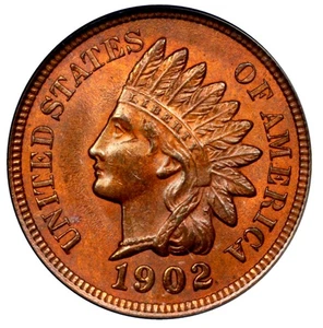 1902 Indian Cent Lustrous RB Gem BU Full Diamonds Lots of Red - Picture 1 of 2