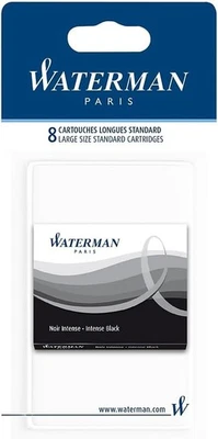 Waterman Fountain Pen Ink Cartridges | Long | Intense Black | 8 Count | Blister - Image 1 of 2
