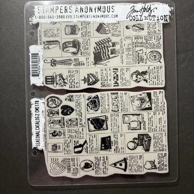 Catálogo de temporada de Tim Holtz 2 estampillas de goma no entintadas de vacaciones UM adhesivas CMS178 Foto 1 de 4
