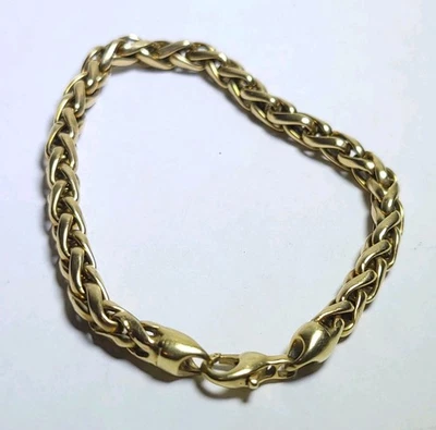Pulsera de oro de 14 quilates cadena de trigo espiga hueca 7,5" largo 14 k amarillo 585 8,0 g Foto 1 de 4
