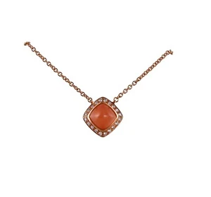 Fred Paris Pain de Sucre 18k Rose Gold Peach Moonstone Diamond Necklace - Picture 1 of 4