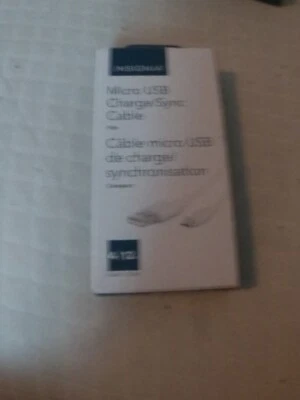 Insignia Micro USB Charge/Sync Cable, Flat, 4 ft., White - Image 1 of 2