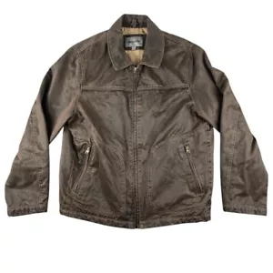 Johnston & Murphy Antiqued Cotton Jacket Full Zip Lined Mens Medium Size Brown - Bild 1 von 8