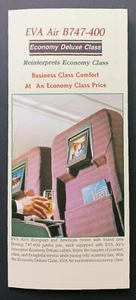 EVA AIR BOEING 747 ECONOMY DELUXE CLASS PROSPEKT 6 SEITEN STRECKENKARTE 1993 - Bild 1 von 3
