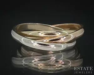 14k Tri Colored Gold 2.4mm Stacked Band Rolling Ring 5.9g i18087b - Picture 1 of 4