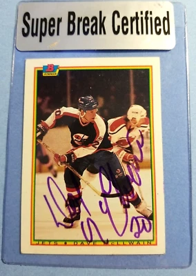 Dave McLLwain Winnipeg Jets 1990 Bowman #136 NHL Autographed Hockey Card  - Image 1 of 2