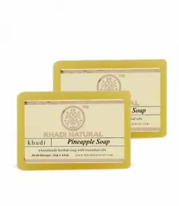 Lot of 2 Khadi Natural Herbal Pineapple Soaps Ayurvedic Face Skin Body Beauty - Picture 1 of 2