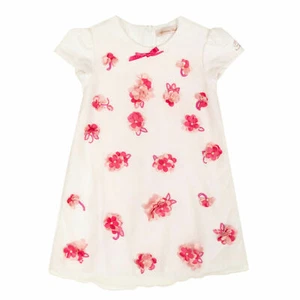 BLUMARINE BABY Shift Dress Size 2- 3Y Beaded Flower Appliqués - Picture 1 of 9