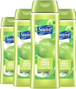 LOT (4) SUAVE ESSENTIALS JUICY GREEN APPLE BODY WASH GENTLE 18 FL OZ - Picture 1 of 8