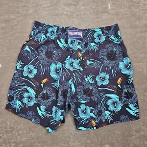 Vilebrequin Swim Trunks Men Extra Large Blue Floral Bird Print AOP Lined - Picture 1 of 7