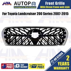 Front Grille Chrome Gloss black web For Toyota Landcruiser 200 Series 2007-2015 - Picture 1 of 6