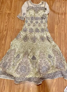 Designer indisch pakistanisch Maxikleid Kleid Braut Hochzeit hinten vorne bestickt - Bild 1 von 14