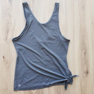 Athleta Max Out Blue Striped Tank Top Low Back Side Tie Sleeveless Tee Womens XS - Picture 1 of 10