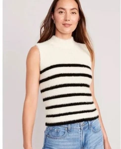Old Navy Fuzzy Eyelash Sleeveless Sweater Vest Mock Neck Top Size XXL - Picture 1 of 6