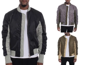 Mens Bomber Jacket Color Block Two Tone Street Wear Fashion - Picture 1 of 10