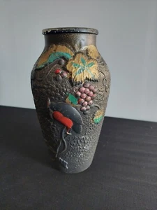 Vaso in vetro con dettagli in rilievo dipinto a mano vaso vintage Pippo - Foto 1 di 9