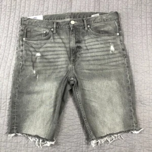 H&M Jean Shorts Men 36 x 11 Gray Denim Slim Fit Coupe Etroite Distress Cut Offs - Picture 1 of 24