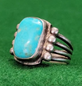 Vintage Signed Sterling Silver 925 Turquoise Statement Ring Size 10.75 - Picture 1 of 24