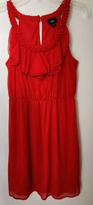Vestido Mossimo rojo con volantes cintura elástica para mujer talla pequeña Foto 1 de 3