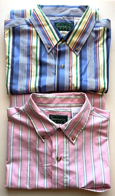 SCANDIA WOODS Juego de 2 Camisas Botón SS Hombre Talla M Vert Rayas 1. Azul 2. Rosa Foto 1 de 4