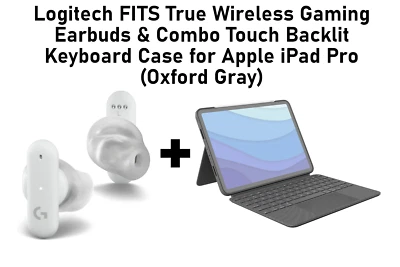 Logitech FITS True Wireless Gaming Earbuds & Combo Touch Backlit Keyboard Case - Image 1 of 4