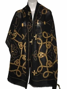 Moschino Vintage Años 90 Dorado Brillo Grifo Lana Bufanda Chal Raro - Grande - Imagen 1 de 11