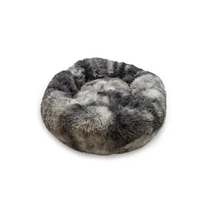 Black/White Tie dye - Dog & Cat Donut Plush Calming Bed - Anti Anxiety Bed - Picture 1 of 5