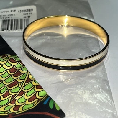 Pulsera Brazalete Trina Turk Esmalte Negro Blanco Nuevo Con Etiquetas Foto 1 de 3