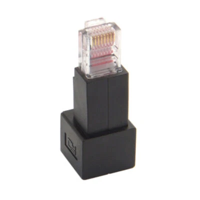 USA  Female to Down Angled 90 Degree Cat 5e Male Lan Ethernet Network  Adapter - Image 1 of 4