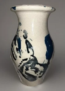 2005 handgedrechseltes glasiertes Steinzeug 9" Keramikvase signiert NC - Bild 1 von 7