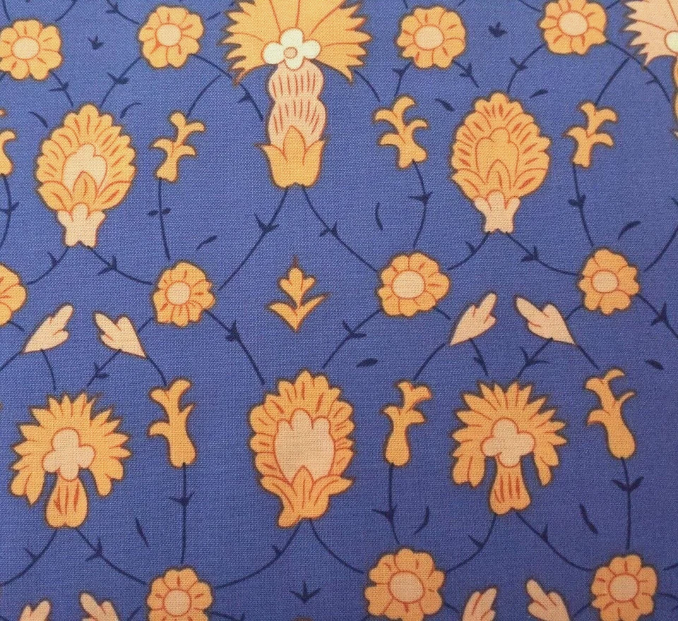 16" Iznik Snow Leopard FreeSpirit Damask Floral Light Orange Periwinkle Blue - Image 1 of 3