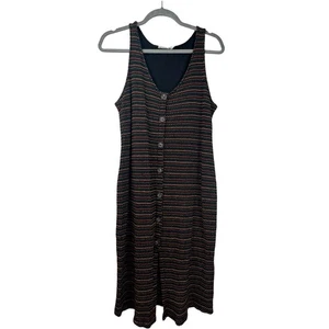 Üppiges Kleid Damen Größe Large schwarz Mini Knopfleiste ärmellos gepunktet - Bild 1 von 4