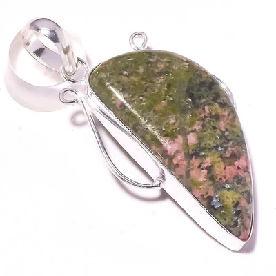 Unakite Gemstone Pendant Handmade Engagement Gift Unique Jewelry 2.1" M703 - Image 1 of 4