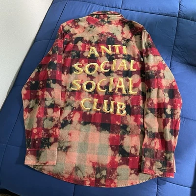 Anti Social Social Club Franela Roja Cromada Aspecto Blanqueado Talla XL Para Hombre | Nuevo con Etiquetas Foto 1 de 4