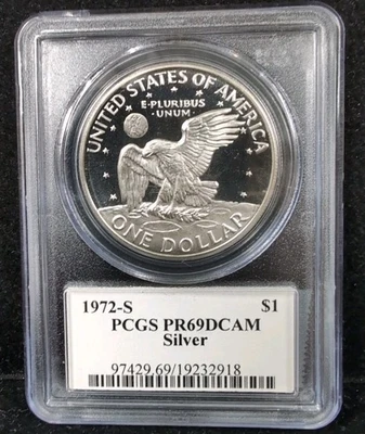 1972 S $1 Silver Ike Eisenhower Dollar Proof PCGS PR69DCAM 6031 - Image 1 of 2