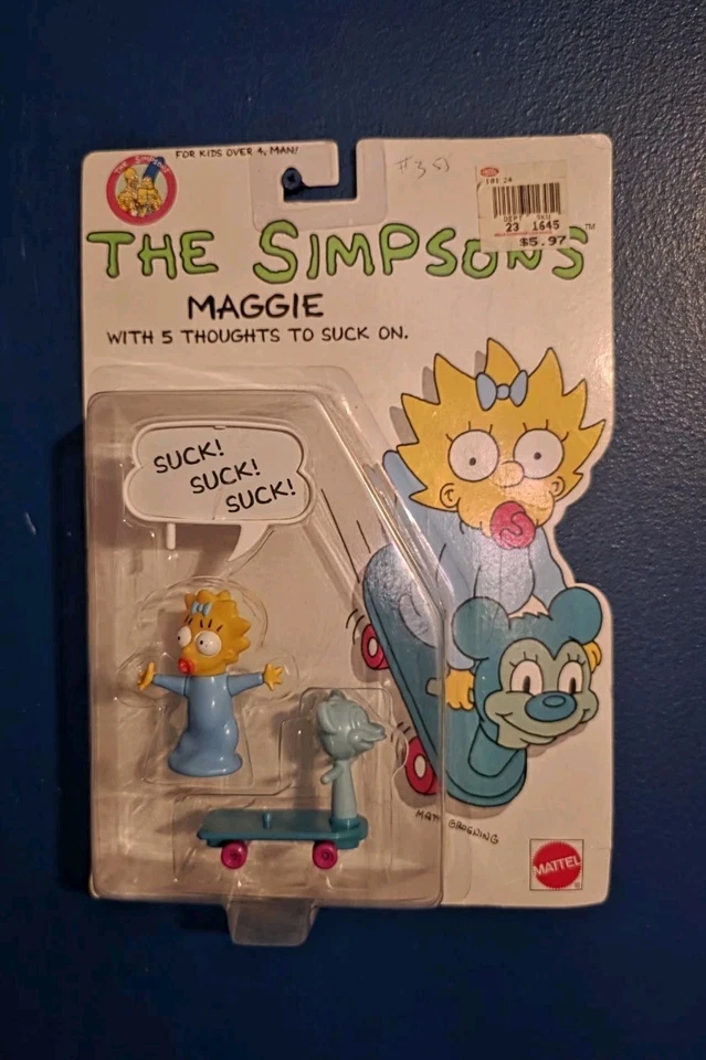 Raro Mattel Vintage 1990 Los Simpson MAGGIE ¡Suck! Chupar! Chupar! Figura de acción nueva Foto 1 de 4