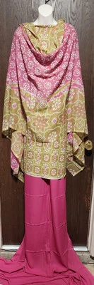 Traje Plazzo Salwar Kameez Tela Poliéster Abierta Sin Coser 3 Piezas Bollywood  Foto 1 de 4