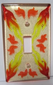 LEGO filled Resin Single Light Plate - Yellow w/ Flames - (1 Piece) - Picture 1 of 2