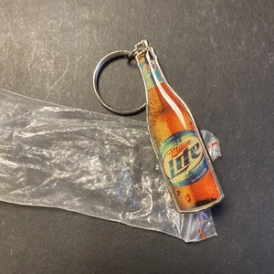 Miller Lite Beer Bottle Opener Keyring Unique Metal Acrylic Label New Promo 2.5" - Picture 1 of 3