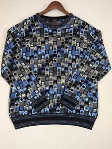Maglione Montechiaro 3D maglia blu lana merino stile coogi taglia etichetta 52 L - Foto 1 di 10