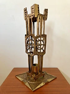 Vintage 1950er/60er Jahre brutalistischer Bronze modernistischer Leuchter - Bild 1 von 14