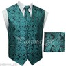 Men's Formal, Prom, Wedding, Tuxedo Vest, Bow-Tie & Hankie Set In Black Gold Paisley - Foto 9