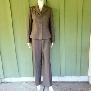 LE SUIT Brown Silver Striped Pantsuit Pants Suit 6 - Picture 1 of 5