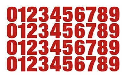 0-9 Reflective Numbers Red Sticker Vinyl Decals CHOOSE 1" - 12" Set Of 40 (RV2) - Image 1 of 4