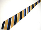 Canterbury Mens Necktie Tie Navy Blue Yellow Striped 100% Silk 58" Career
