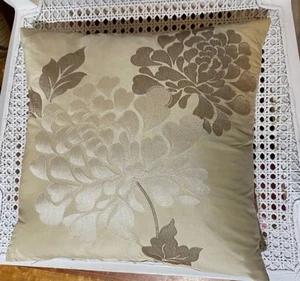 LAURA ASHLEY CUSHION-EMBROIDERED FLOWERS-NEUTRAL BROWN SHADES-AS NEW-40x40cm - Picture 1 of 11
