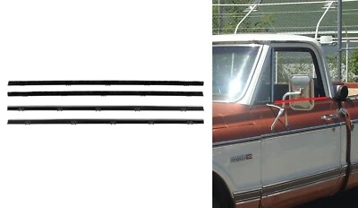 Black Door Glass Beltline Felt Seal Weatherstrip Set for 1967-72 Chevy Truck - Image 1 of 2