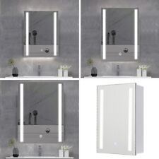 LED Illuminated Bathroom Mirror Cabinet With Lights  Shaver Socket Touch Switch