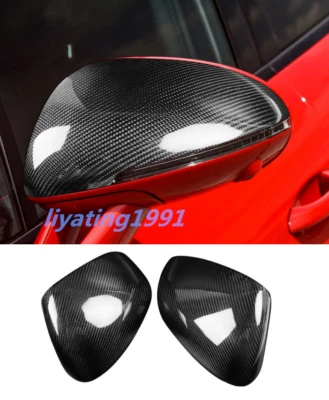 Tapas de cubierta de espejos retrovisores laterales de fibra de carbono real para Porsche Macan 2015-2017 Foto 1 de 4